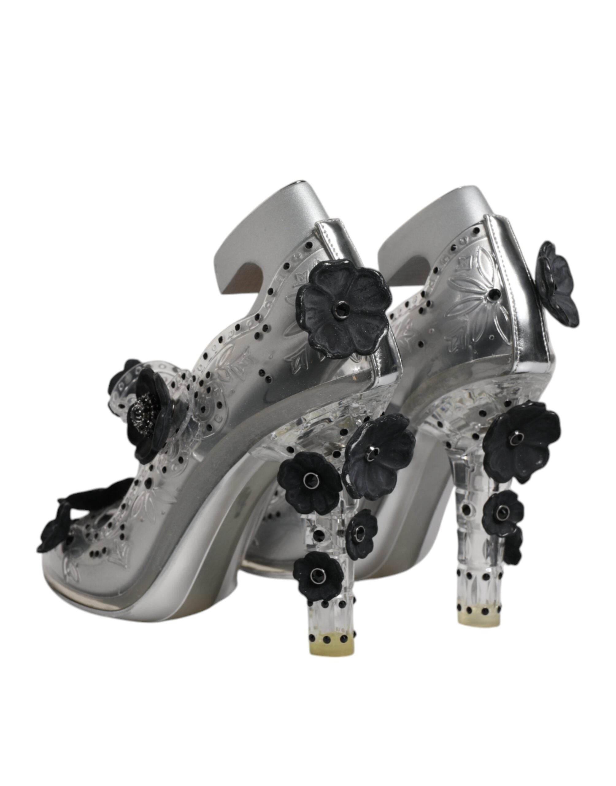 Dolce & Gabbana Clear Floral Crystal CINDERELLA Heels Shoes - Hilstor