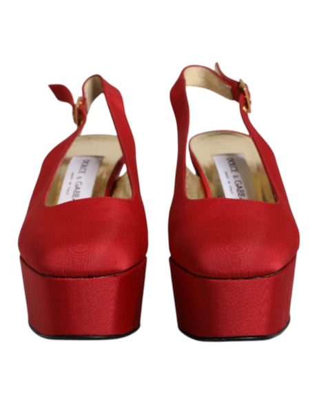 Dolce & Gabbana Red Platform Slingback Heels Sandals Shoes - Hilstor