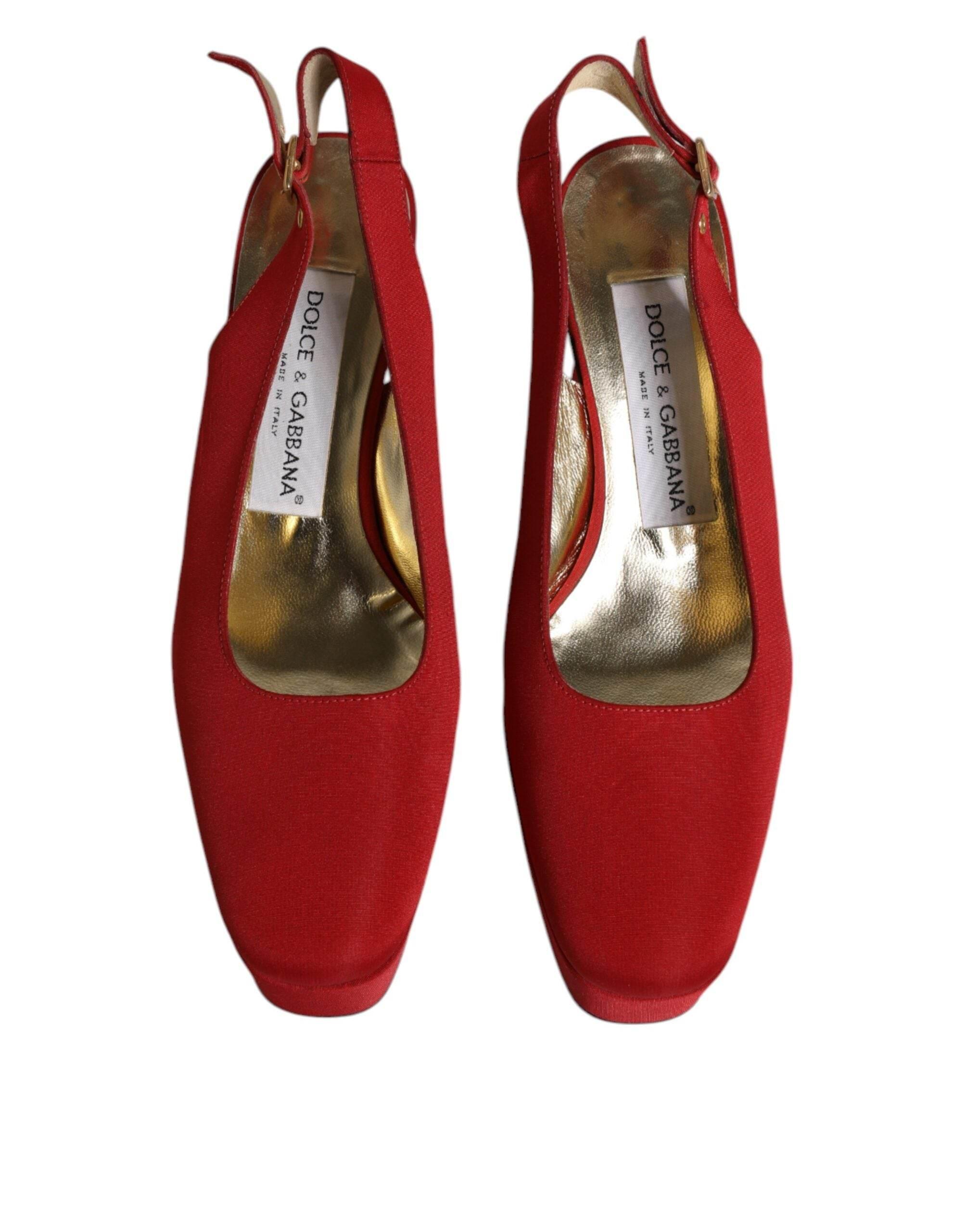 Dolce & Gabbana Red Platform Slingback Heels Sandals Shoes - Hilstor