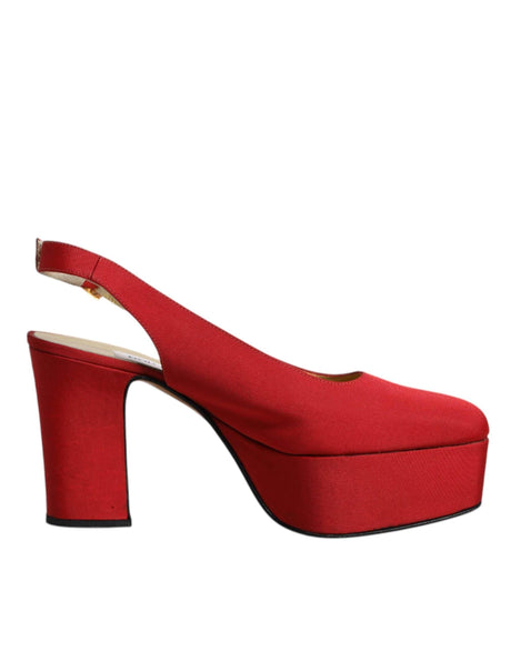 Dolce & Gabbana Red Platform Slingback Heels Sandals Shoes - Hilstor