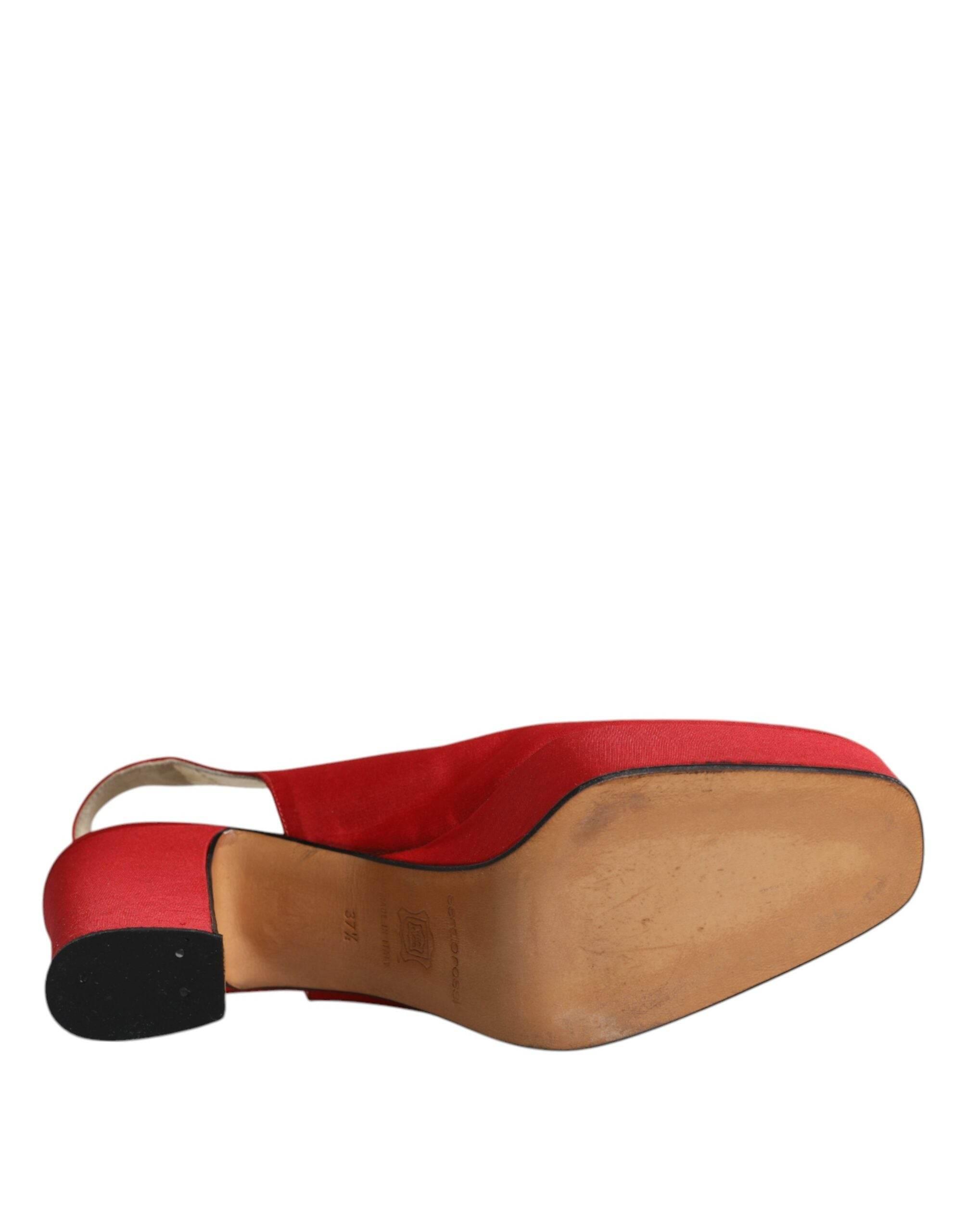 Dolce & Gabbana Red Platform Slingback Heels Sandals Shoes - Hilstor