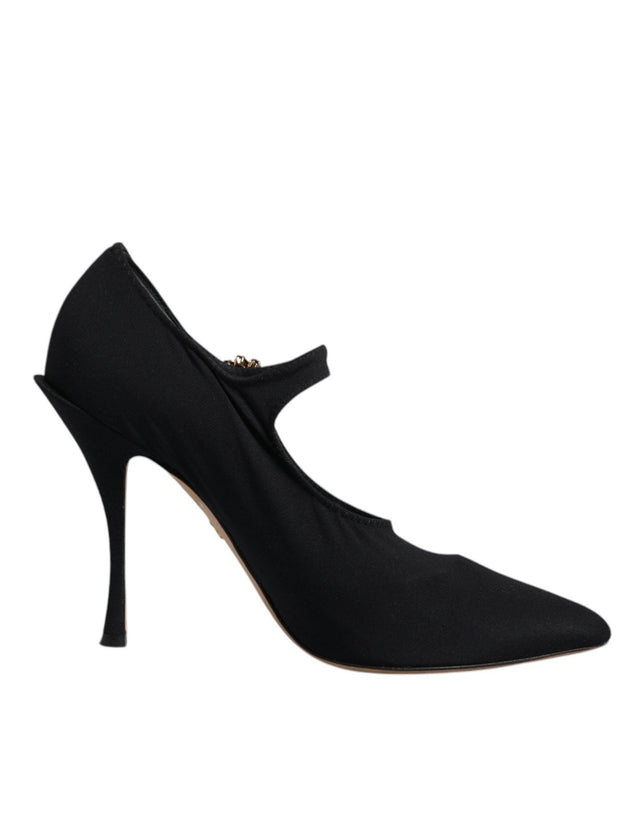 Dolce & Gabbana Black Mary Jane Stretch Crystal Pumps Shoes - Hilstor