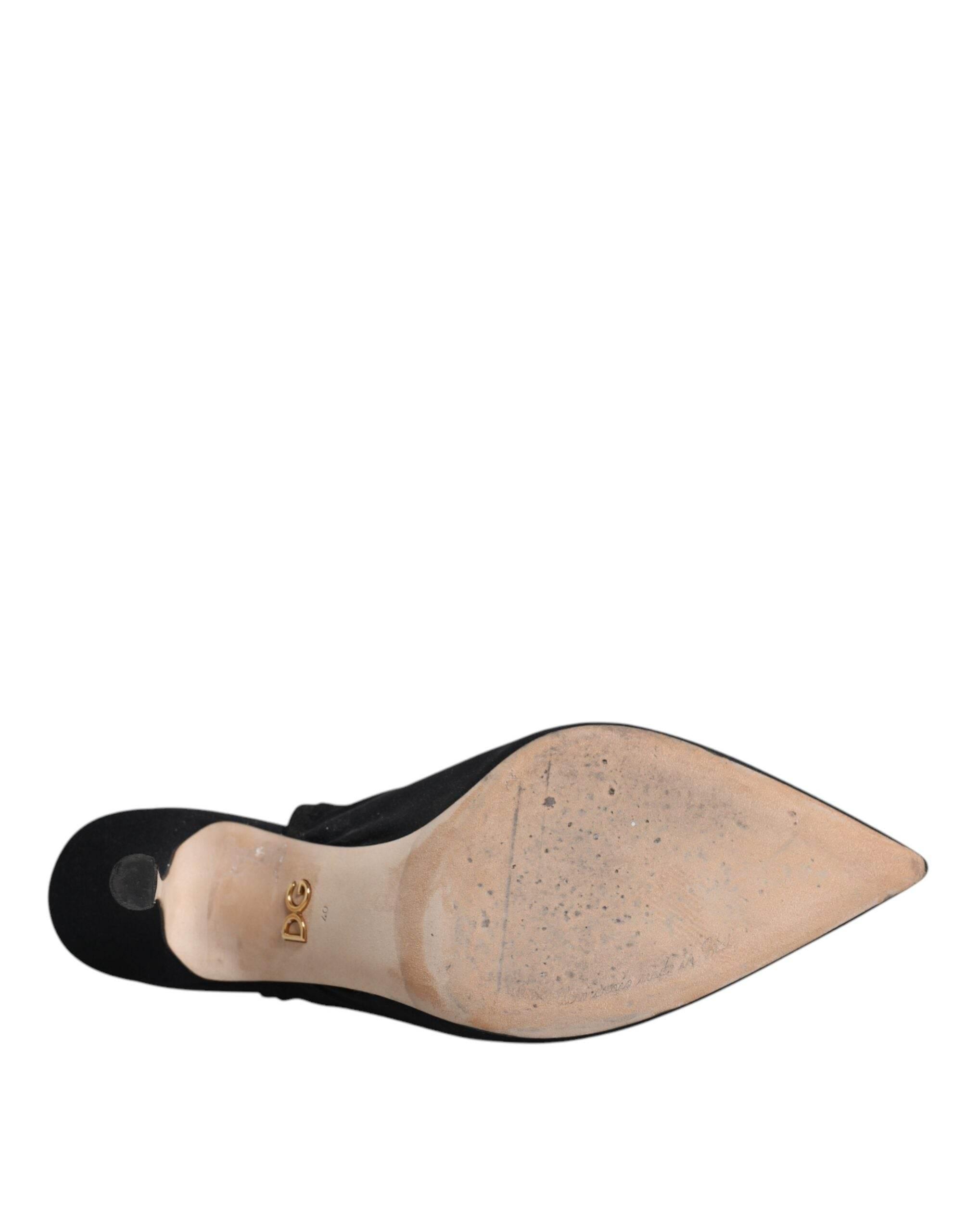 Dolce & Gabbana Black Jersey Stretch Heels Slingback Shoes - Hilstor