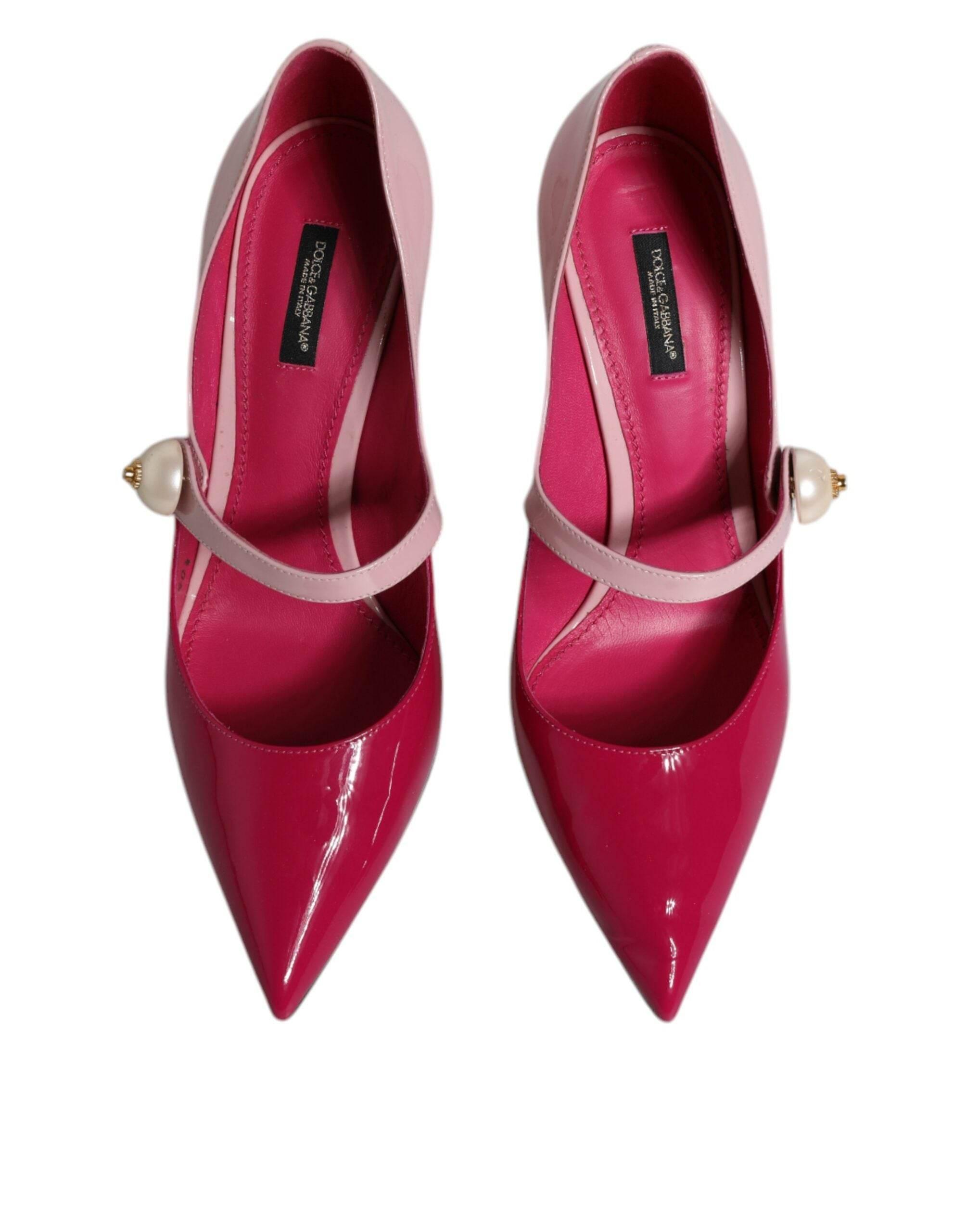 Dolce & Gabbana Two Tone Pink Leather Mary Jane Heels Pumps Shoes - Hilstor