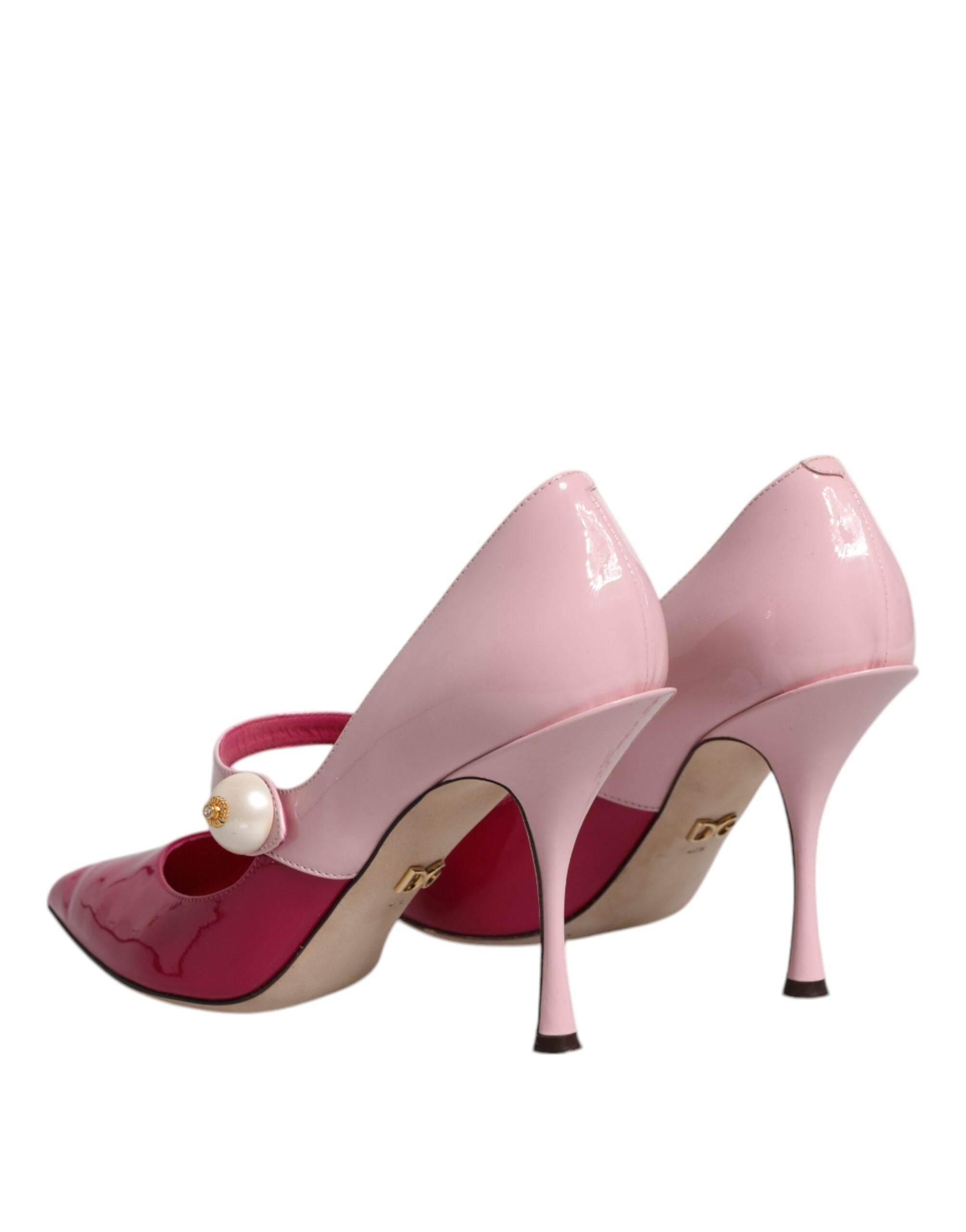 Dolce & Gabbana Two Tone Pink Leather Mary Jane Heels Pumps Shoes - Hilstor