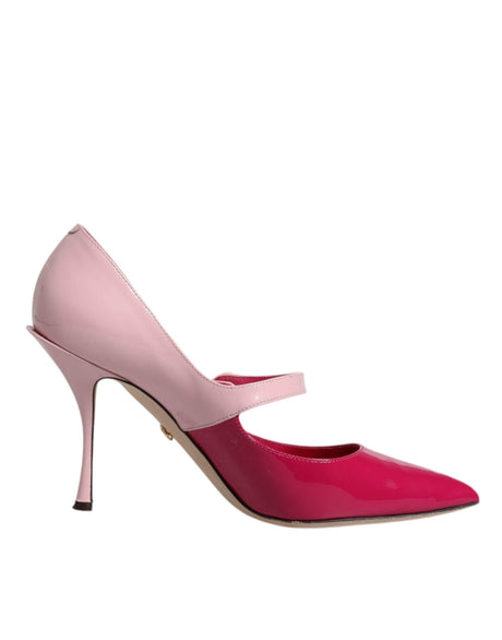 Dolce & Gabbana Two Tone Pink Leather Mary Jane Heels Pumps Shoes - Hilstor
