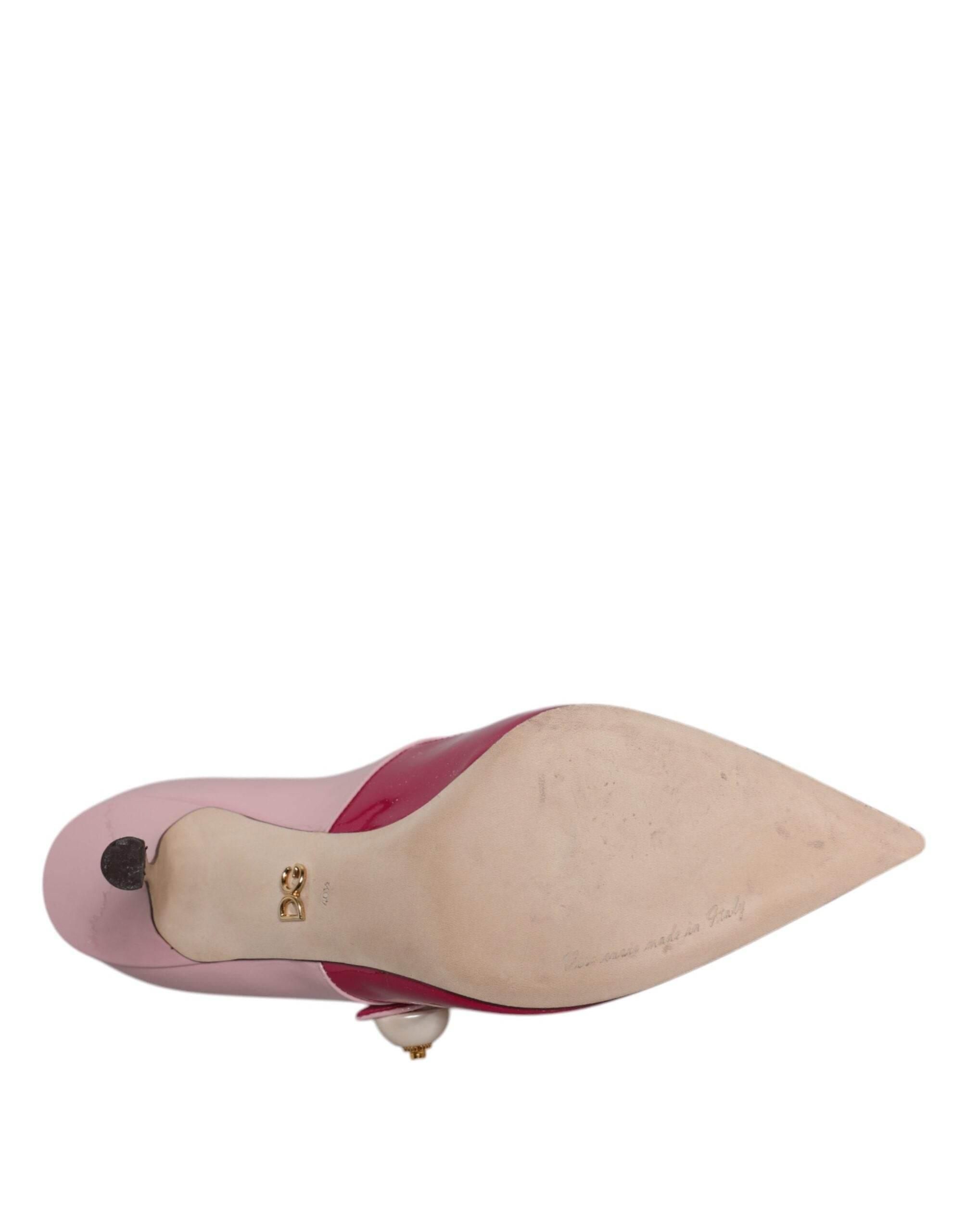 Dolce & Gabbana Two Tone Pink Leather Mary Jane Heels Pumps Shoes - Hilstor