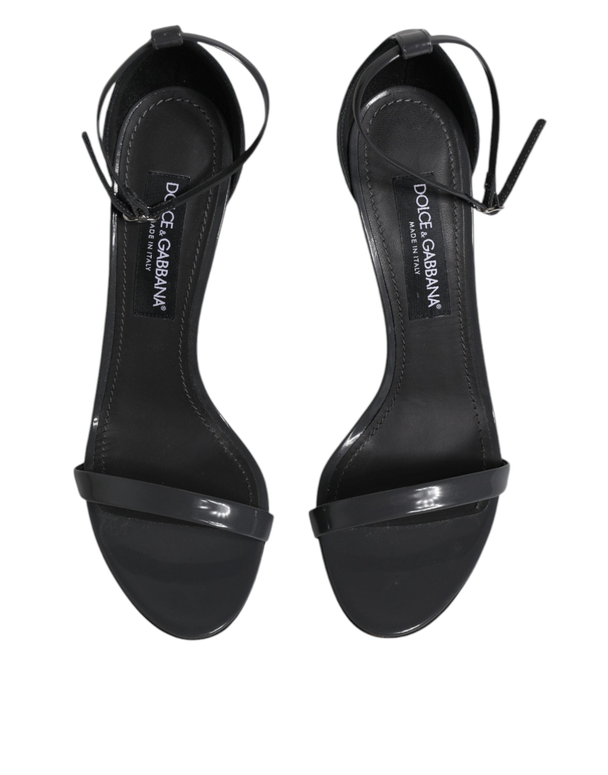 Dolce &amp; Gabbana Grå læderankelrem Hælsandaler Sko