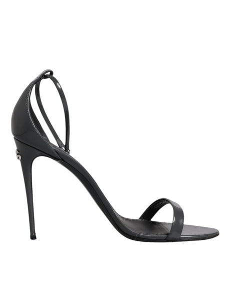 Dolce & Gabbana Grey Leather Ankle Strap Heel Sandals Shoes - Hilstor