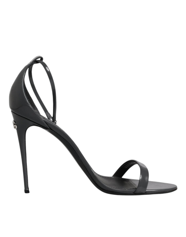 Dolce & Gabbana Grey Leather Ankle Strap Heel Sandals Shoes - Hilstor