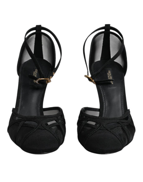 Dolce & Gabbana Black Mesh Ankle Strap Heels Pumps Shoes - Hilstor