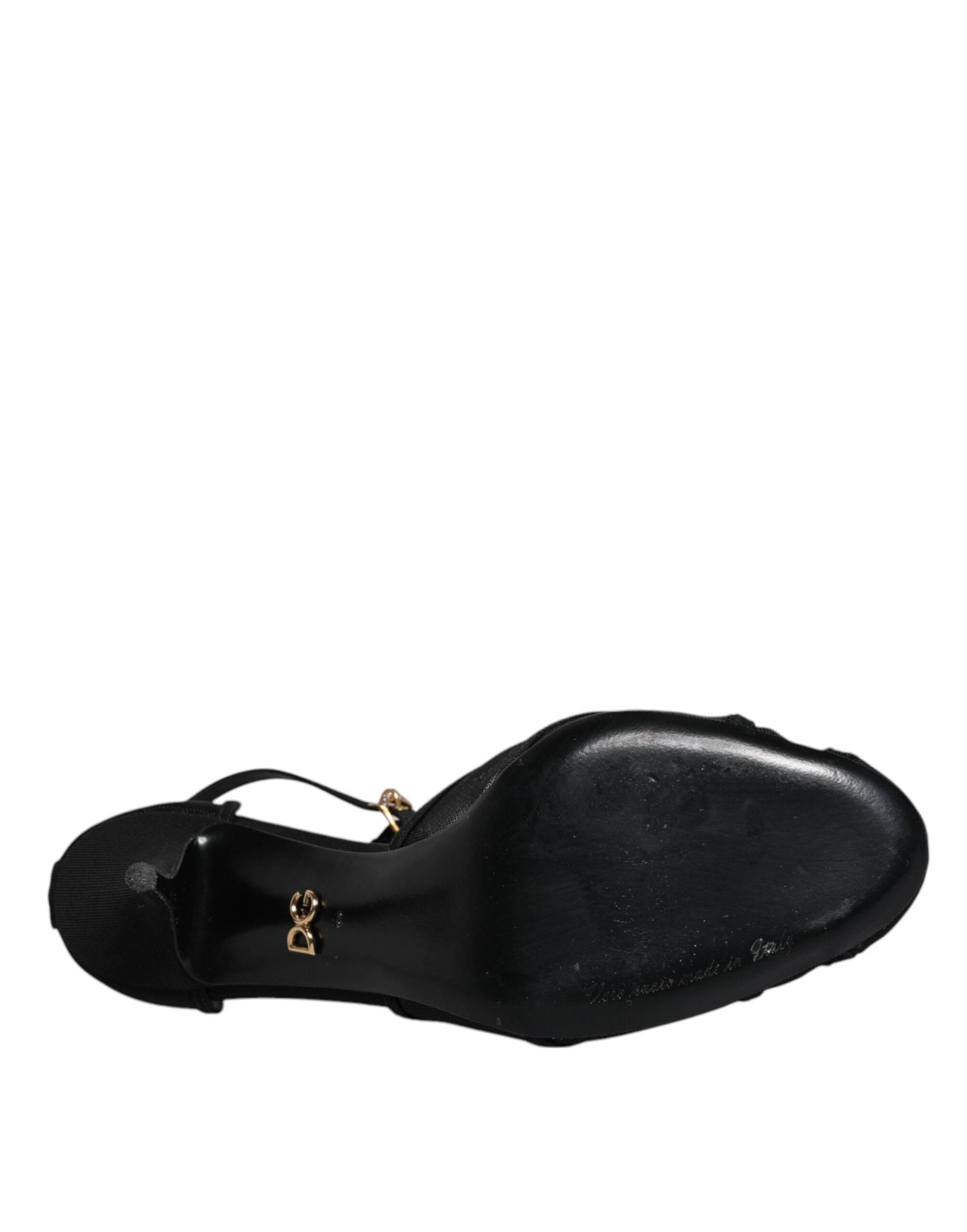 Dolce & Gabbana Black Mesh Ankle Strap Heels Pumps Shoes - Hilstor