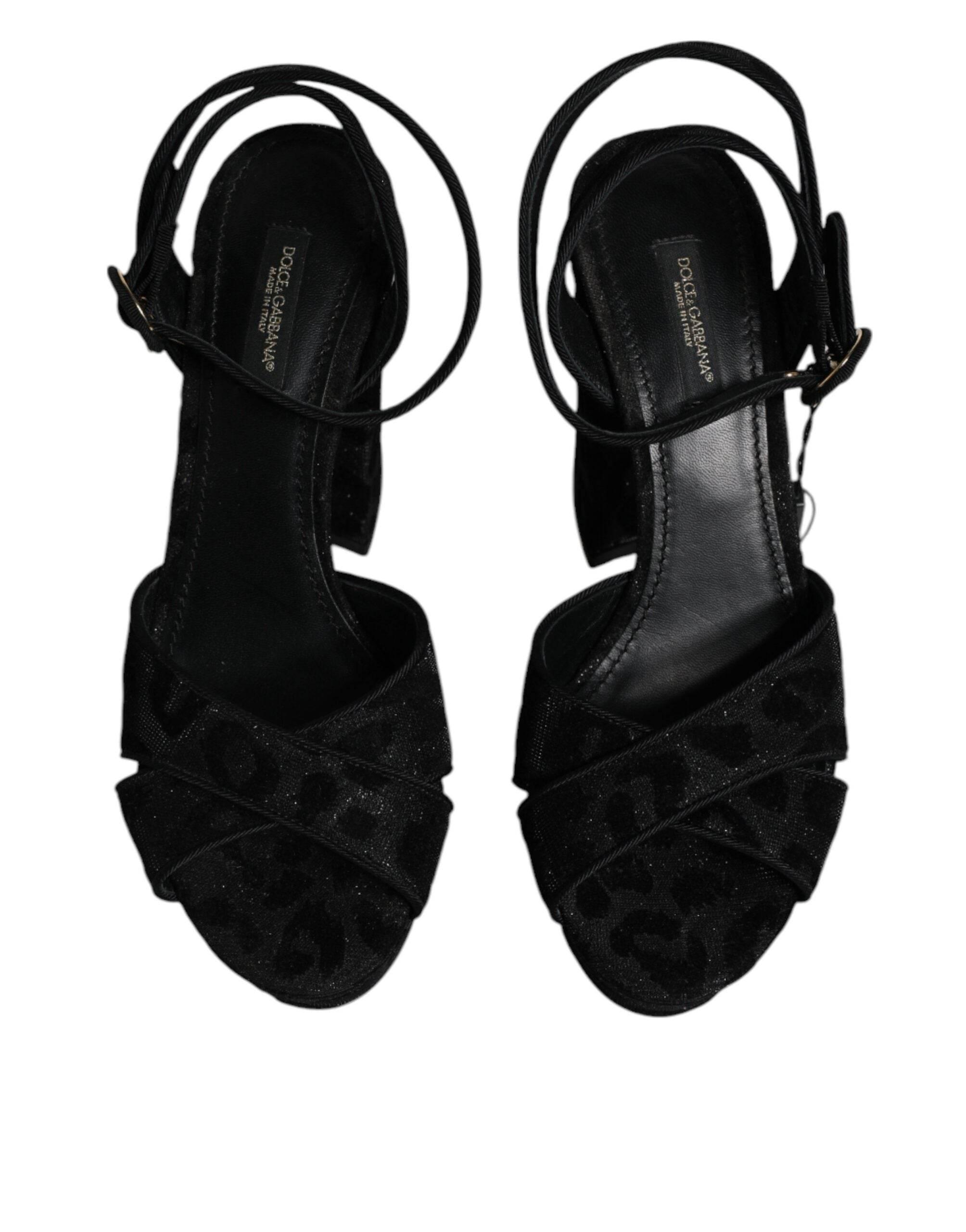 Dolce & Gabbana Black Leopard Platform Heels Sandals Shoes - Hilstor