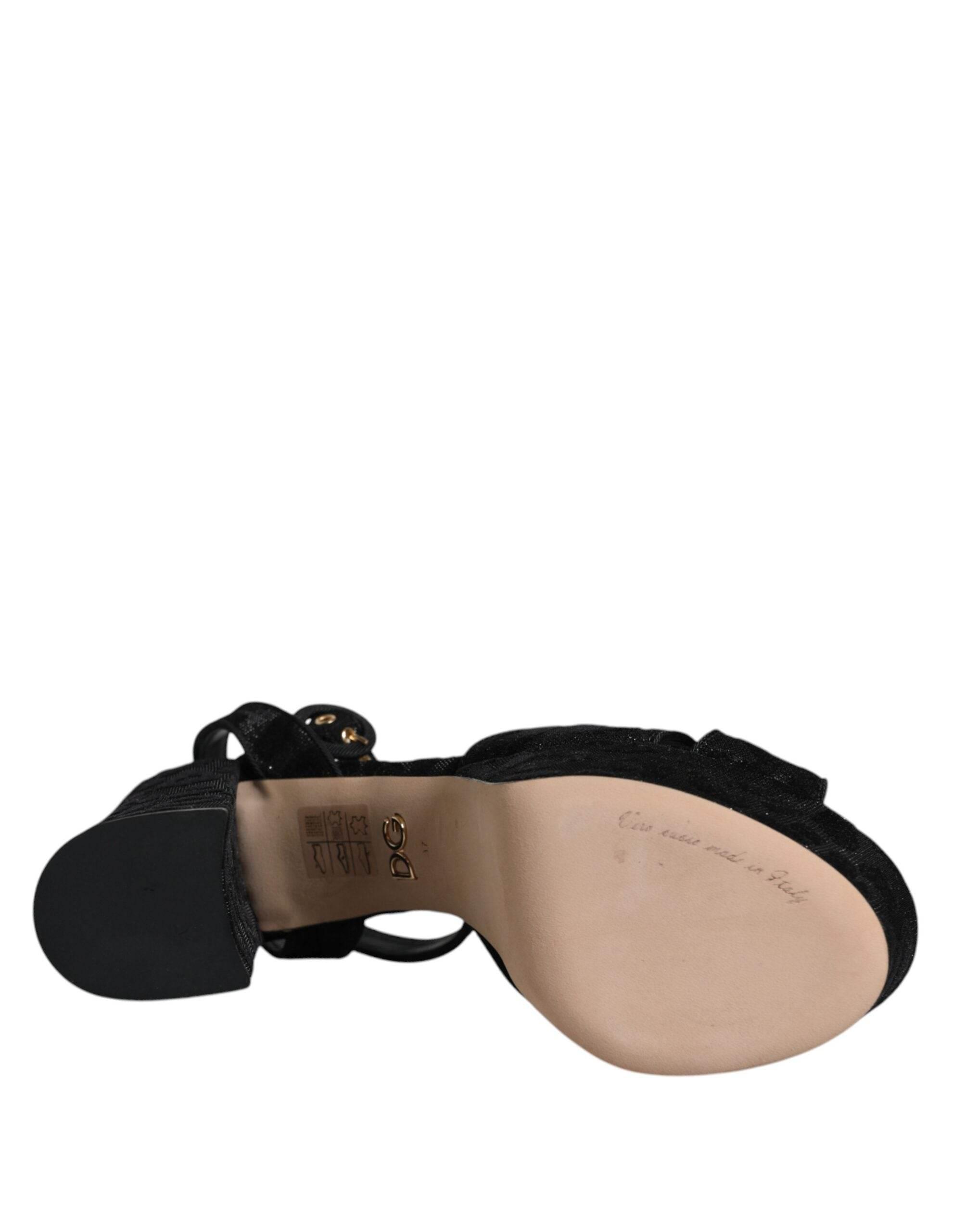 Dolce & Gabbana Black Leopard Platform Heels Sandals Shoes - Hilstor