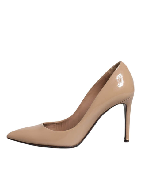 Dolce & Gabbana Beige Patent Leather Stiletto Heel Pumps Shoes - Hilstor