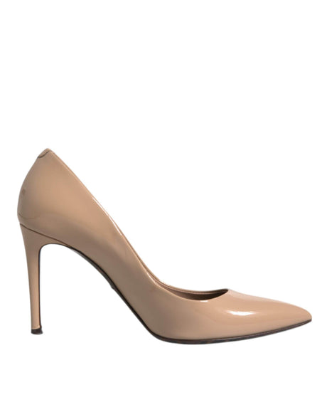 Dolce & Gabbana Beige Patent Leather Stiletto Heel Pumps Shoes - Hilstor