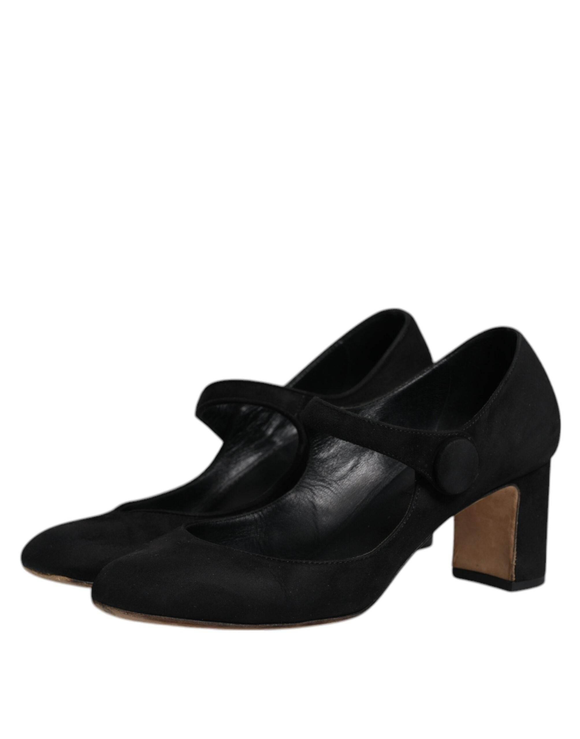 Dolce & Gabbana Black Suede Leather KEIRA Heels Pumps Shoes - Hilstor