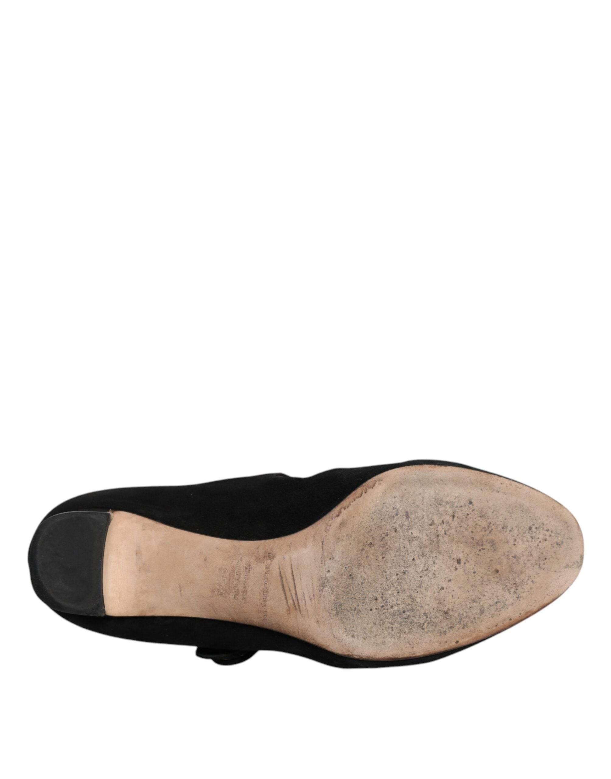 Dolce & Gabbana Black Suede Leather KEIRA Heels Pumps Shoes - Hilstor