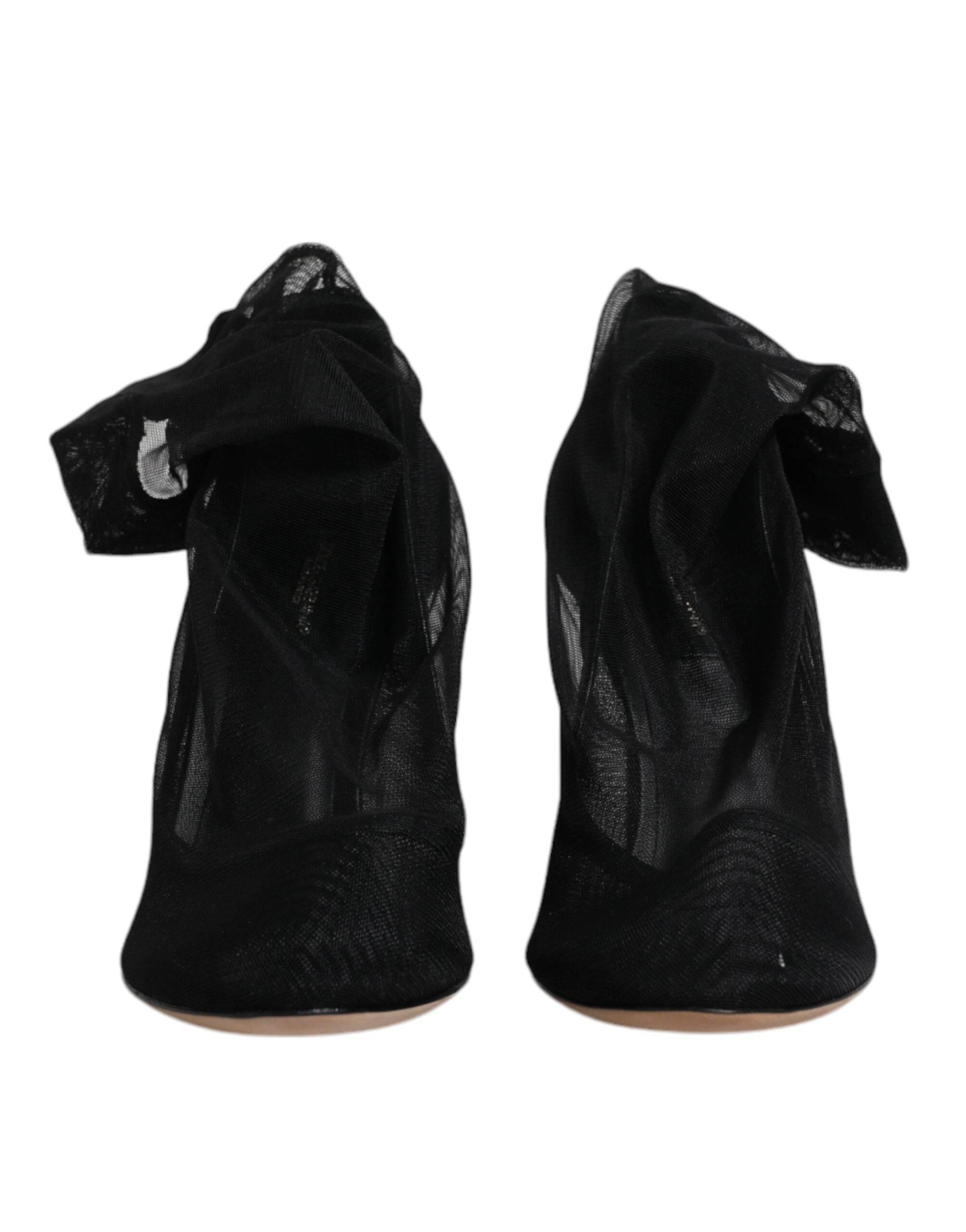 Dolce & Gabbana Black Nylon Stretch Mesh Sock Boots Shoes - Hilstor