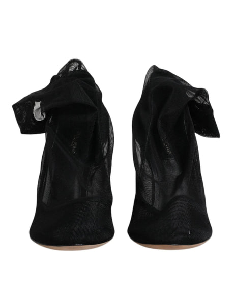 Dolce & Gabbana Black Nylon Stretch Mesh Sock Boots Shoes - Hilstor
