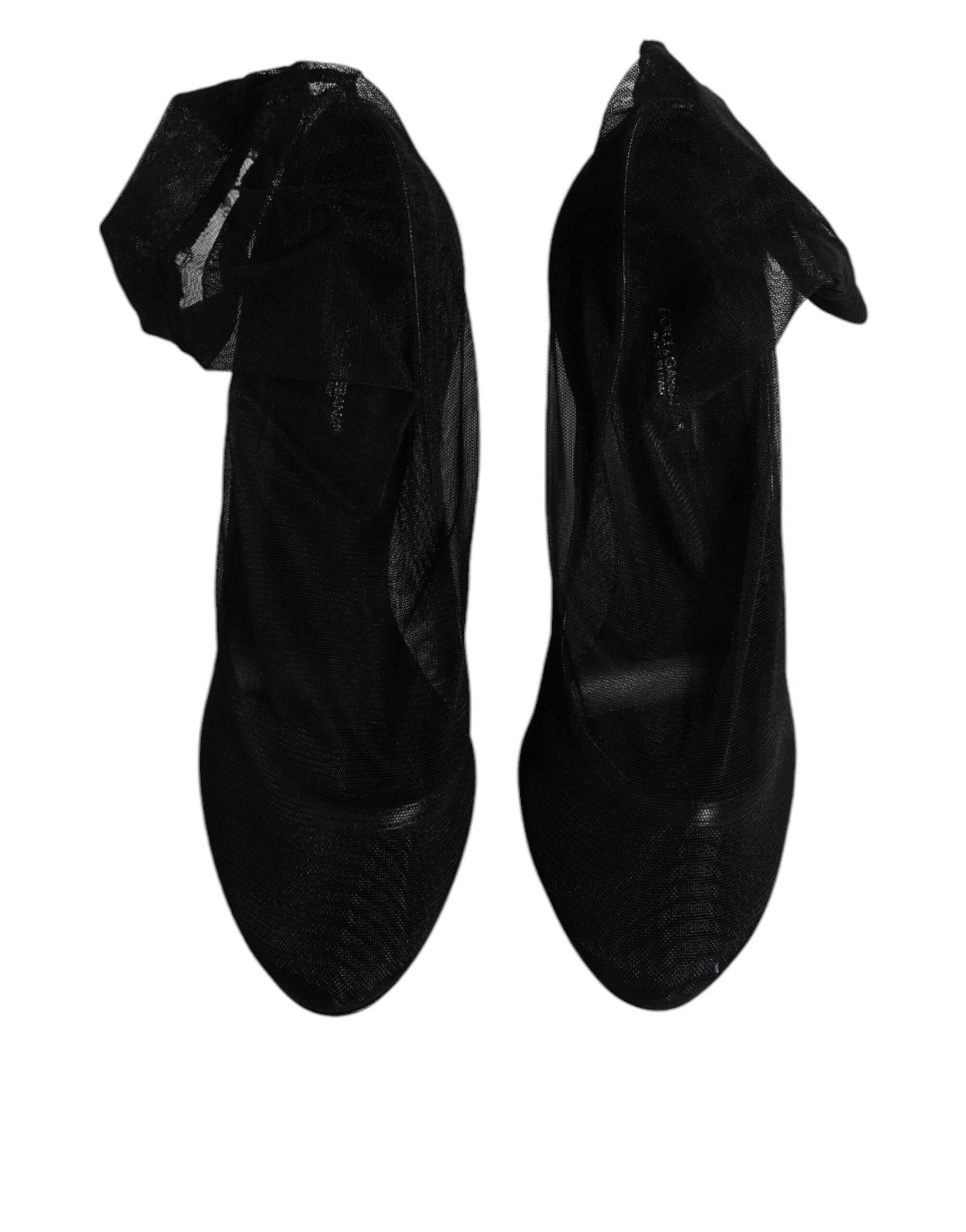 Dolce & Gabbana Black Nylon Stretch Mesh Sock Boots Shoes - Hilstor