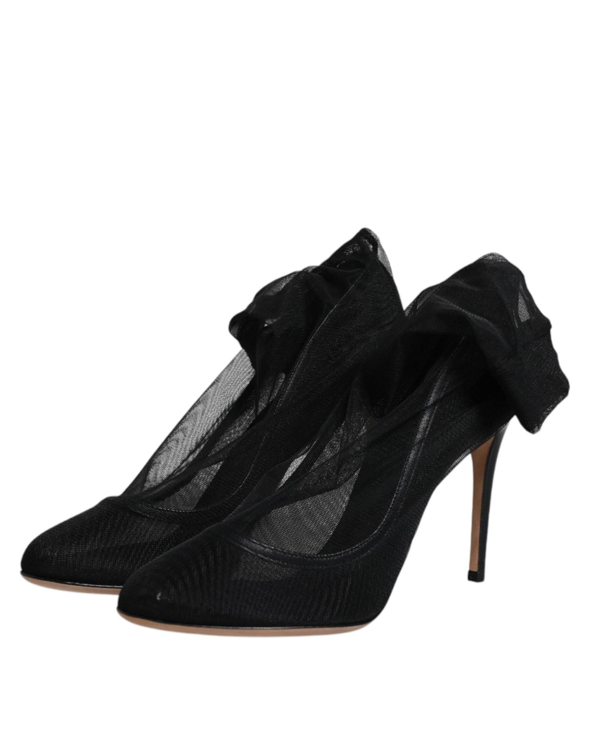 Dolce & Gabbana Black Nylon Stretch Mesh Sock Boots Shoes - Hilstor