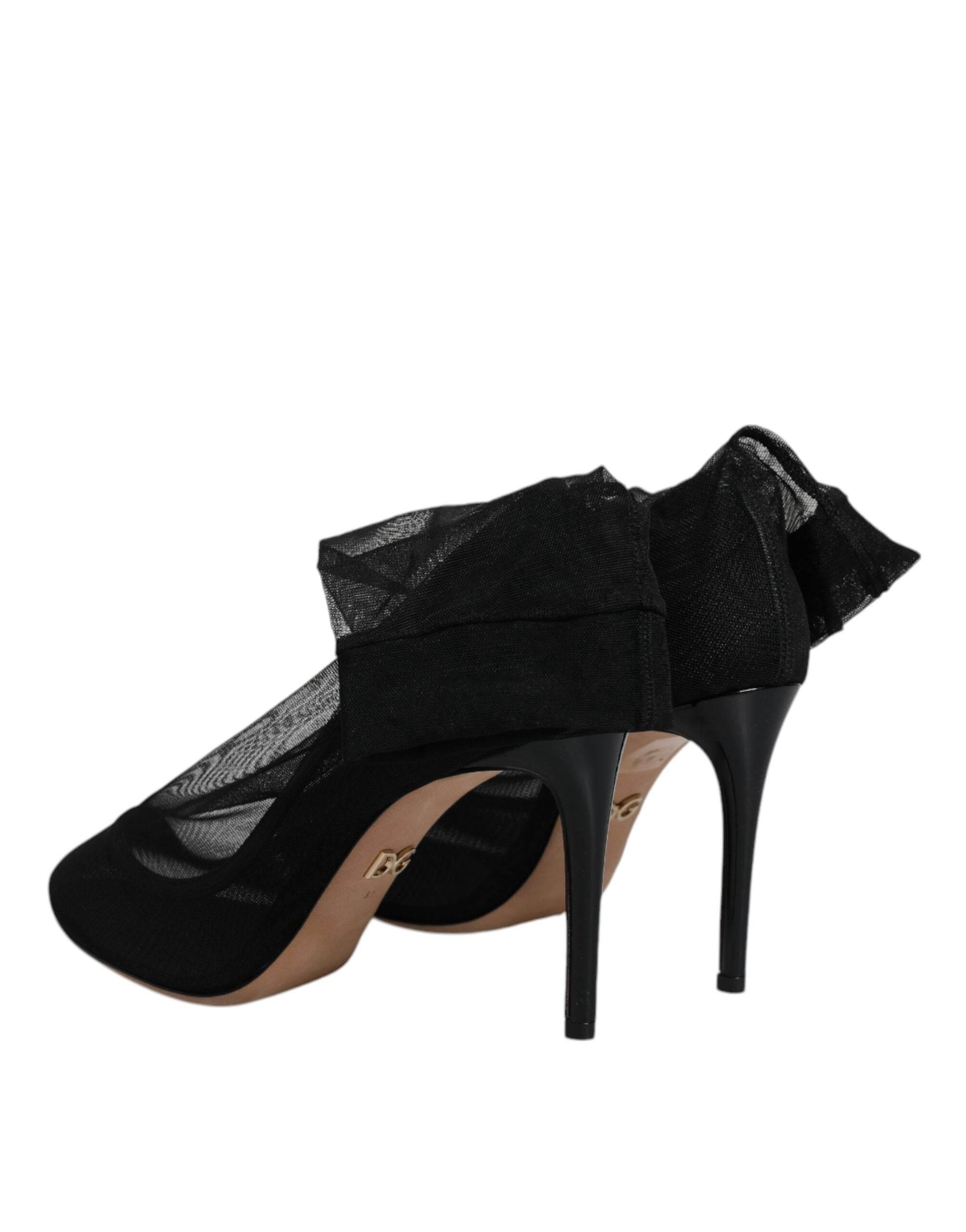 Dolce & Gabbana Black Nylon Stretch Mesh Sock Boots Shoes - Hilstor