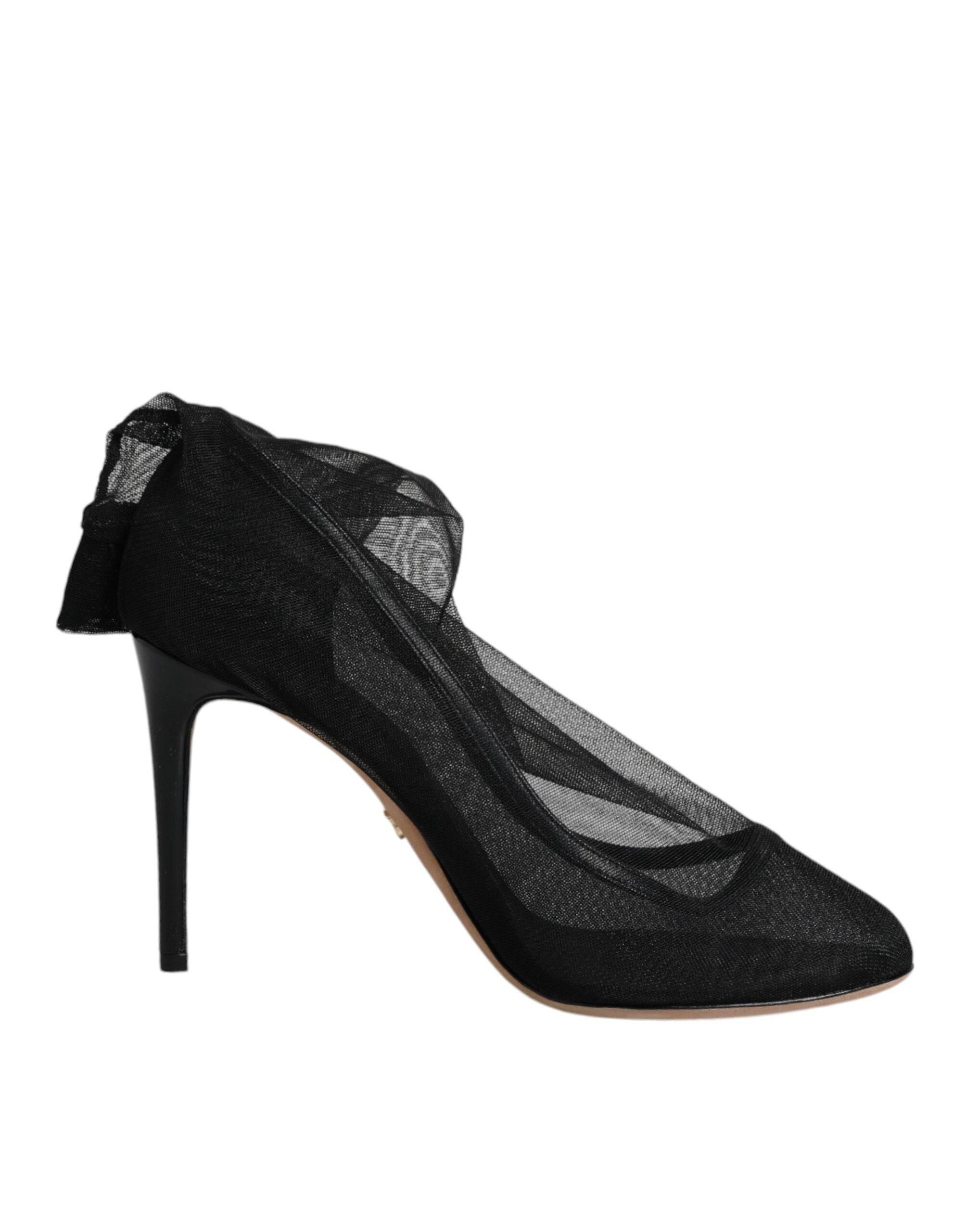 Dolce & Gabbana Black Nylon Stretch Mesh Sock Boots Shoes - Hilstor