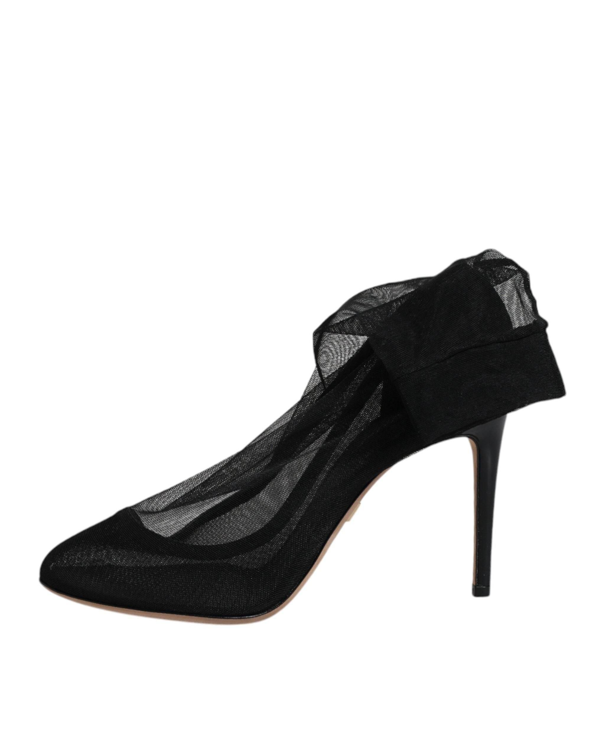 Dolce & Gabbana Black Nylon Stretch Mesh Sock Boots Shoes - Hilstor