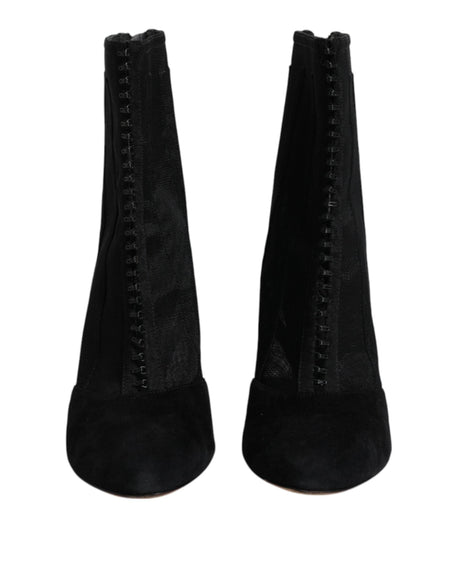 Dolce & Gabbana Black Mesh Stiletto Heels Ankle Boots Shoes - Hilstor
