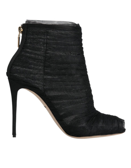 Dolce & Gabbana Black Mesh Stiletto Heels Ankle Boots Shoes - Hilstor