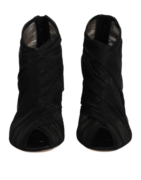 Dolce & Gabbana Black Mesh Stiletto Heels Ankle Boots Shoes - Hilstor