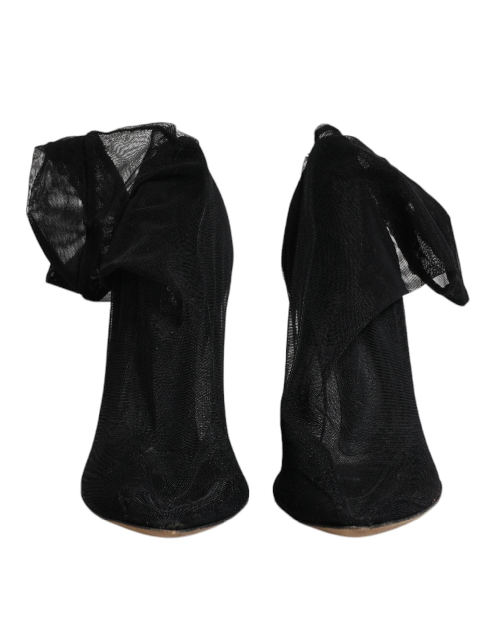 Dolce & Gabbana Black Nylon Stretch Mesh Sock Boots Shoes - Hilstor