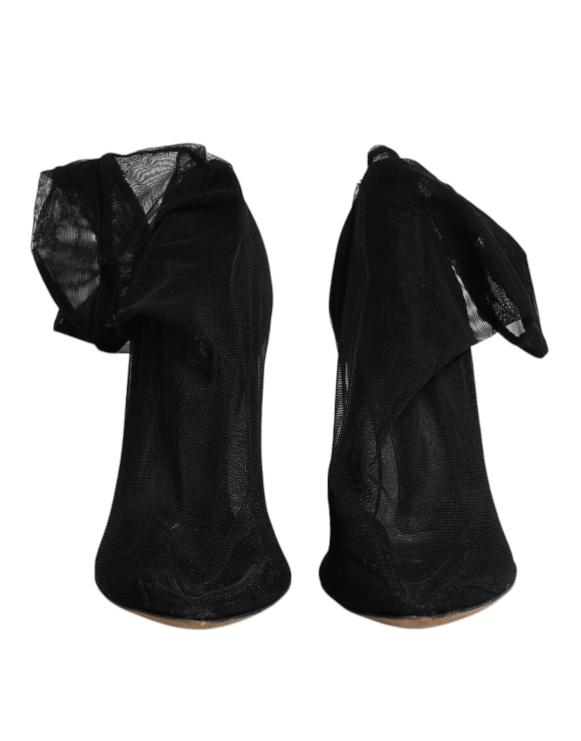 Dolce &amp; Gabbana Svarta Nylon Stretch Mesh Strumpkängor Skor