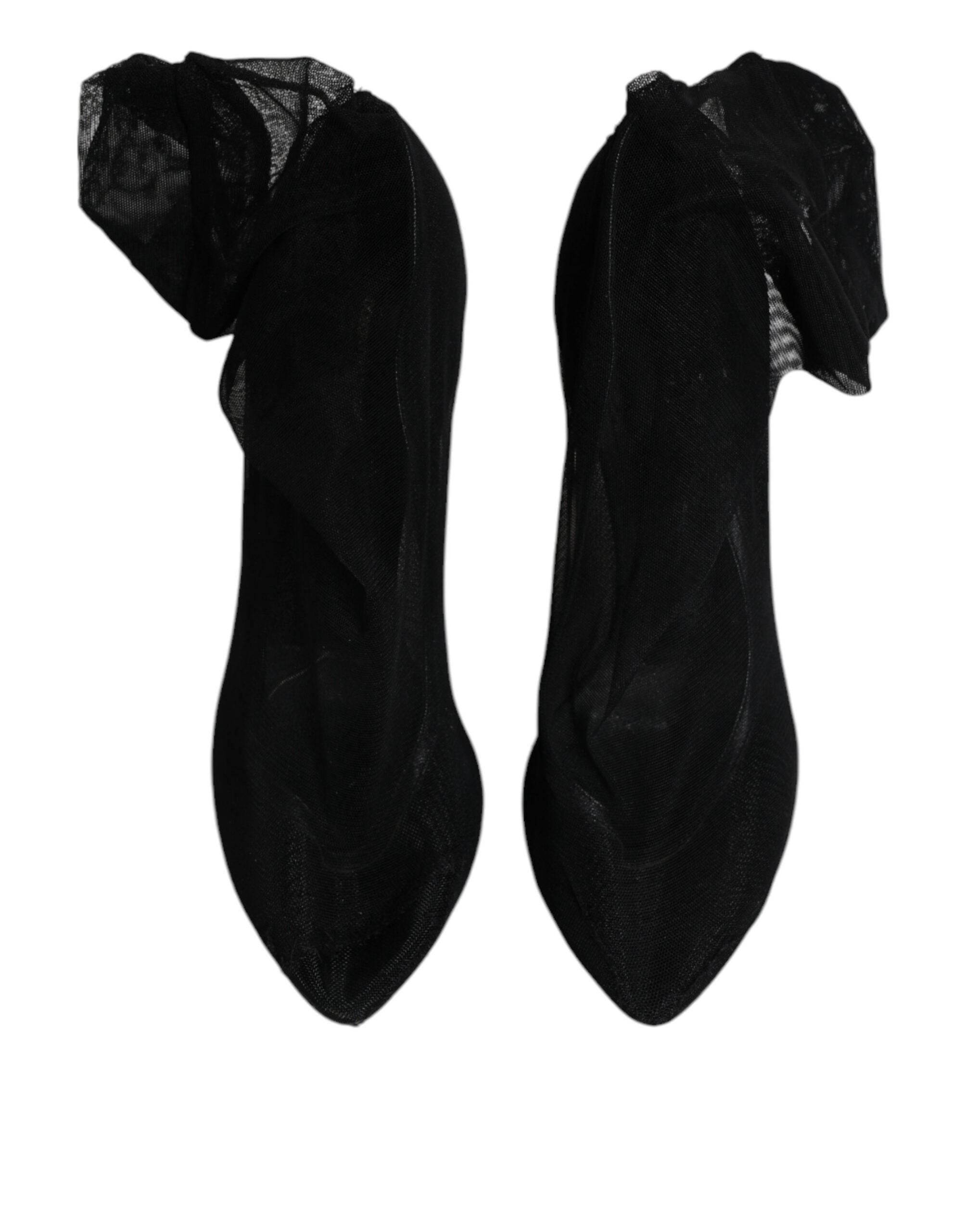 Dolce & Gabbana Black Nylon Stretch Mesh Sock Boots Shoes - Hilstor