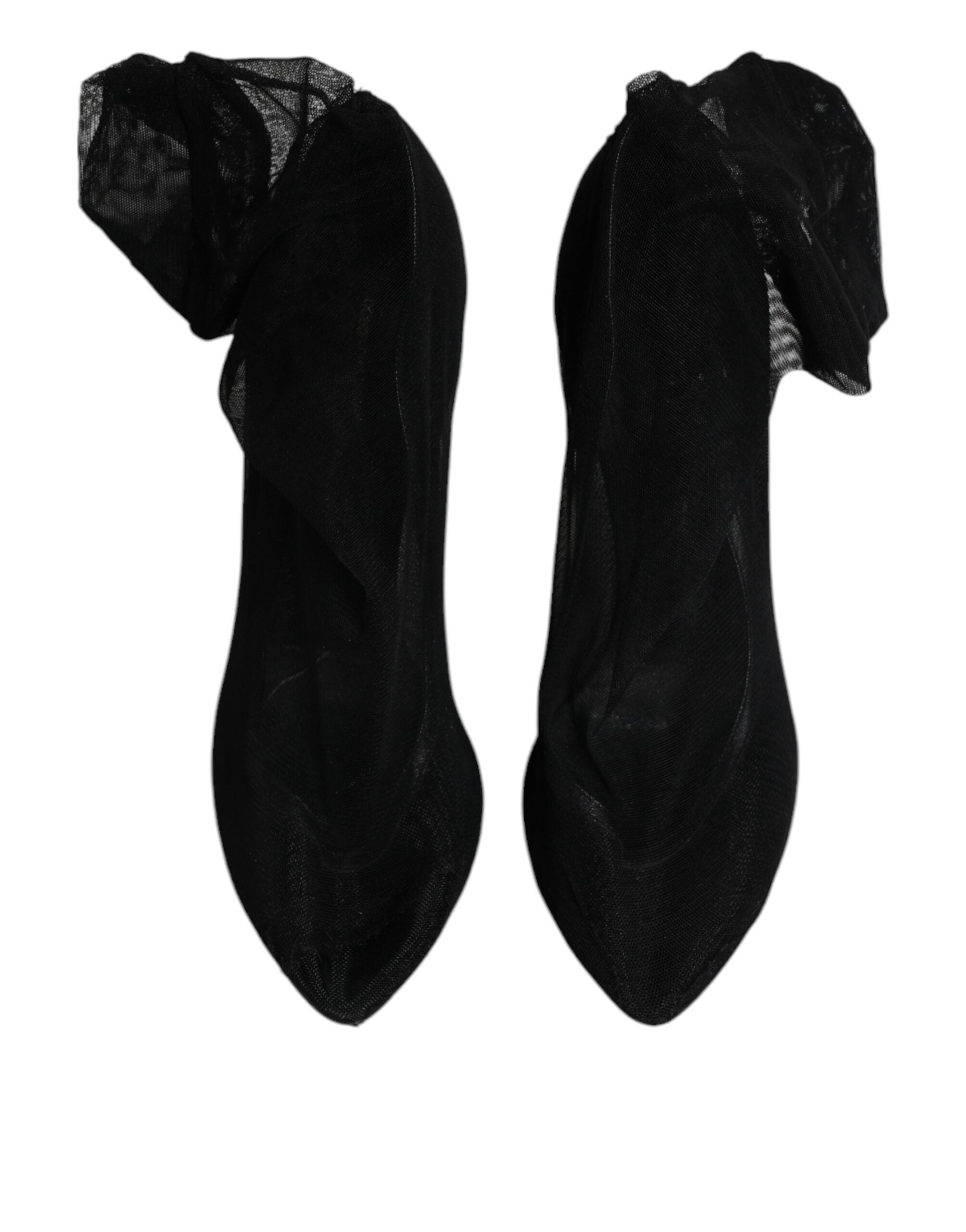 Dolce &amp; Gabbana Svarta Nylon Stretch Mesh Strumpkängor Skor