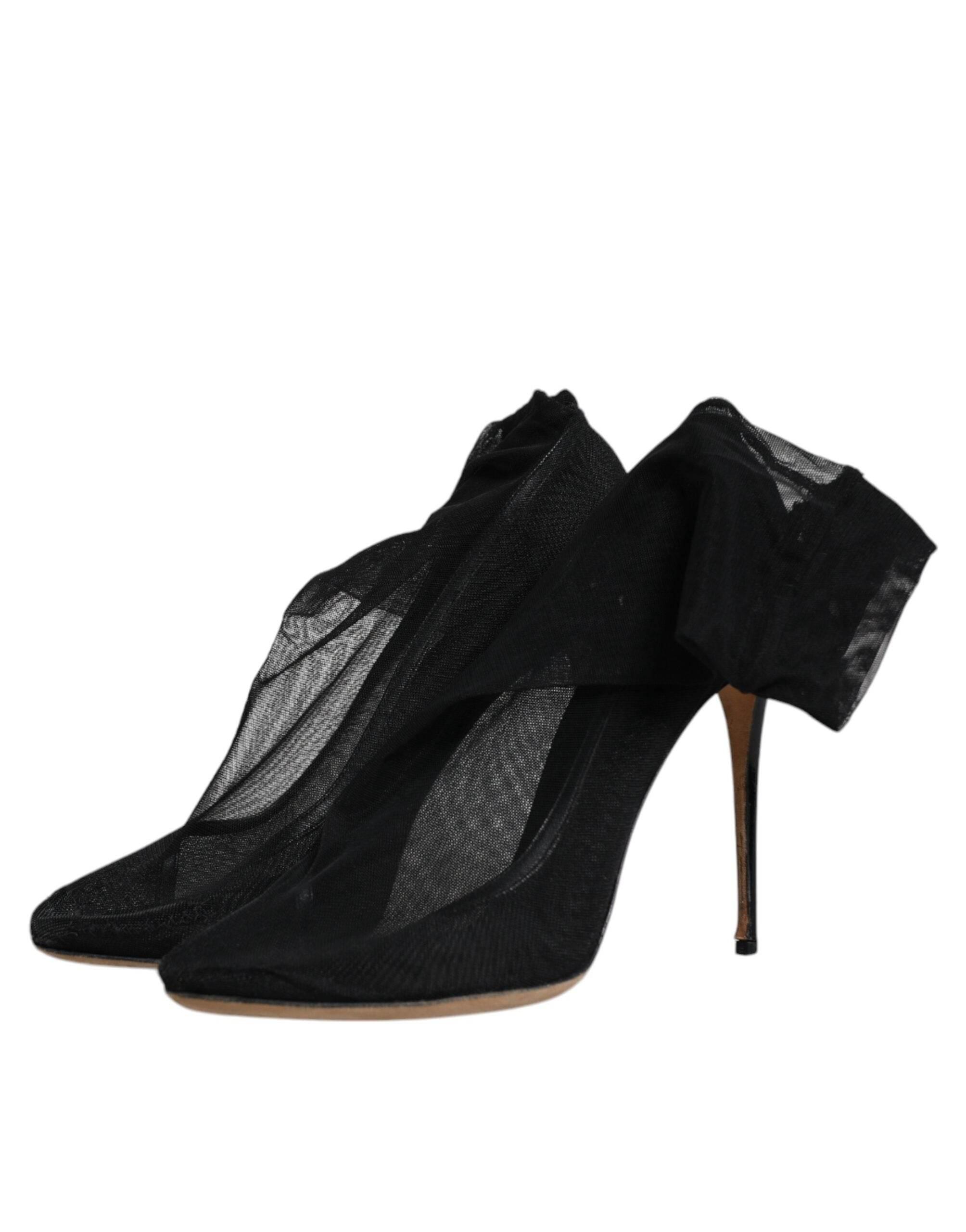 Dolce & Gabbana Black Nylon Stretch Mesh Sock Boots Shoes - Hilstor