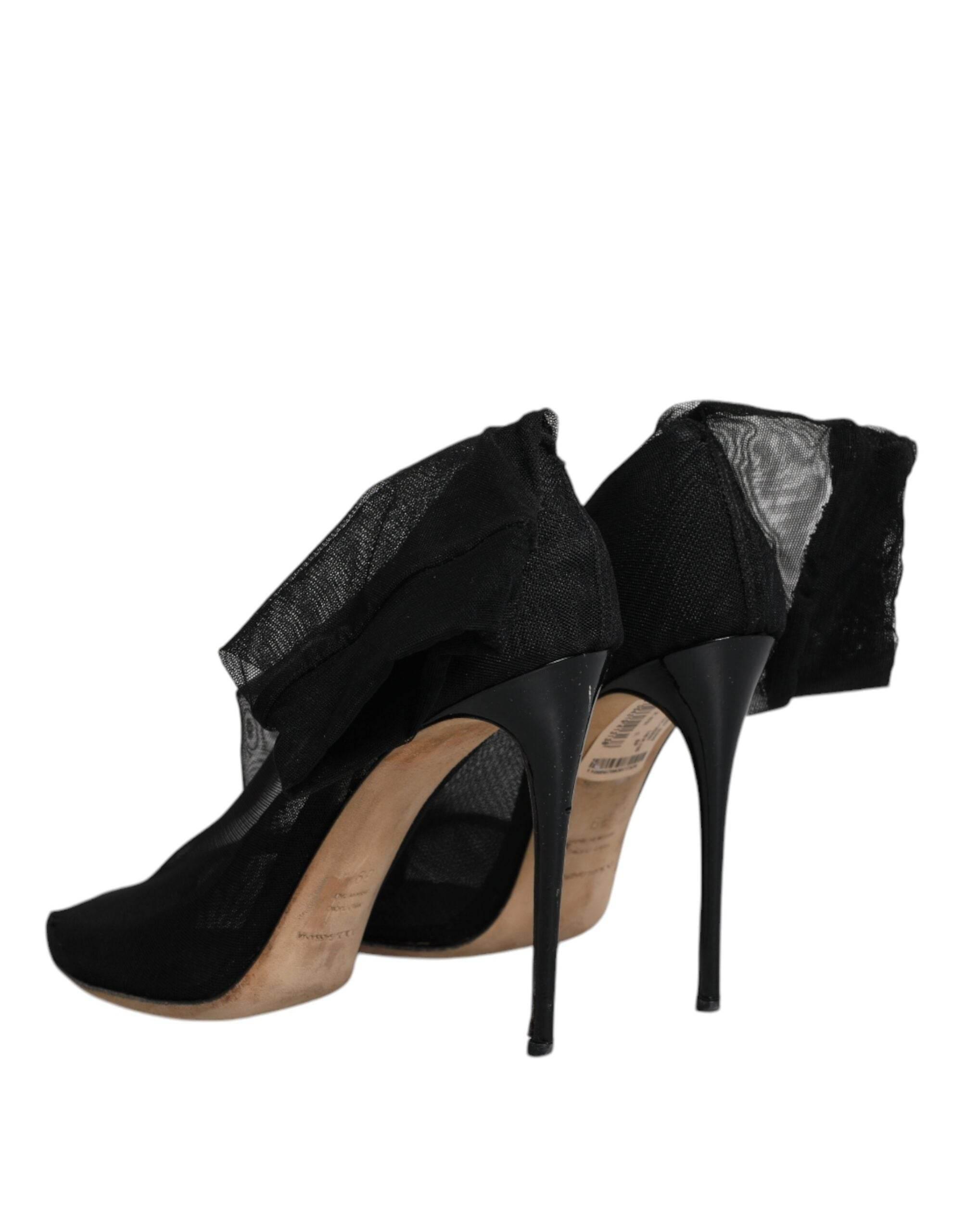 Dolce & Gabbana Black Nylon Stretch Mesh Sock Boots Shoes - Hilstor