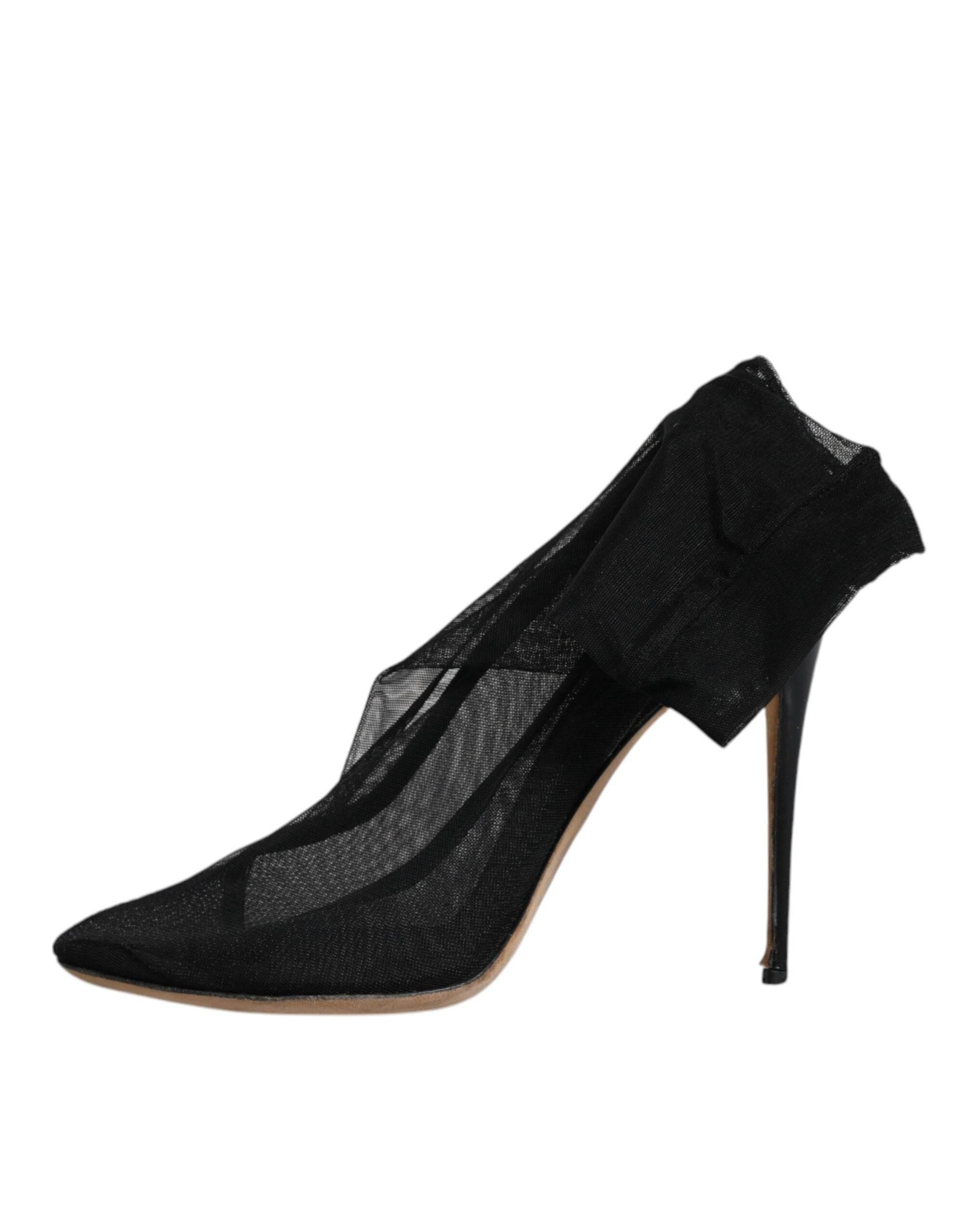 Dolce & Gabbana Black Nylon Stretch Mesh Sock Boots Shoes - Hilstor