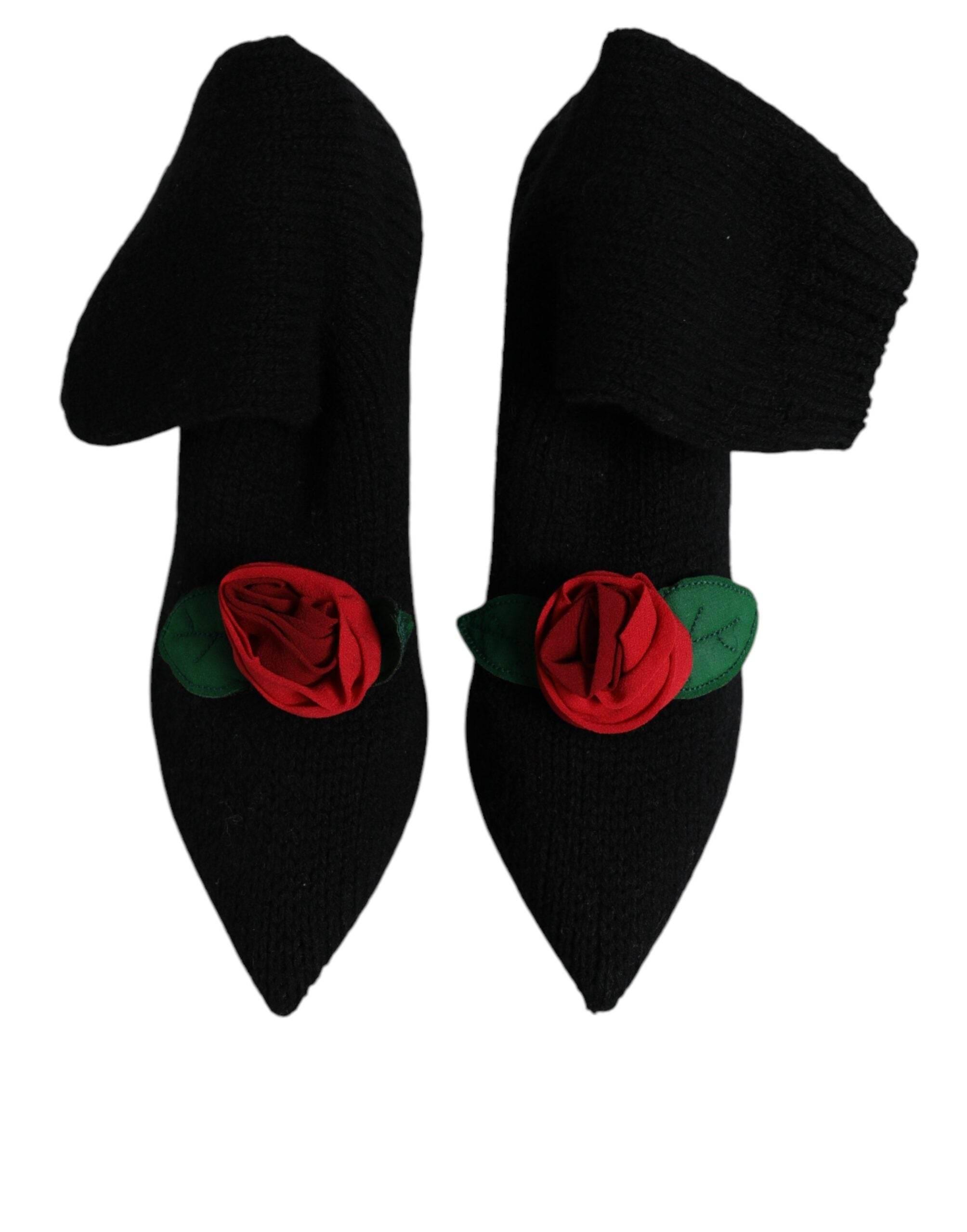 Dolce & Gabbana Black Stiletto Heels Mid Calf Boots Shoes - Hilstor