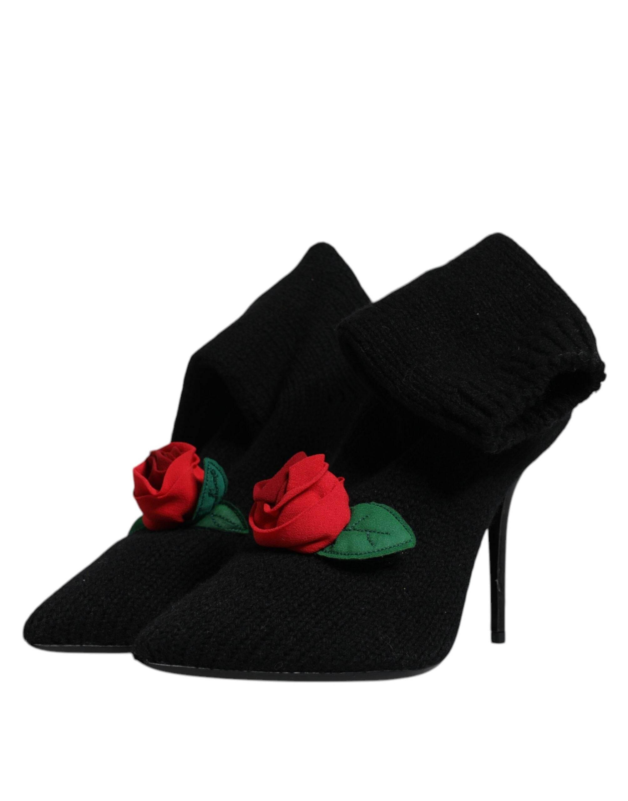 Dolce & Gabbana Black Stiletto Heels Mid Calf Boots Shoes - Hilstor