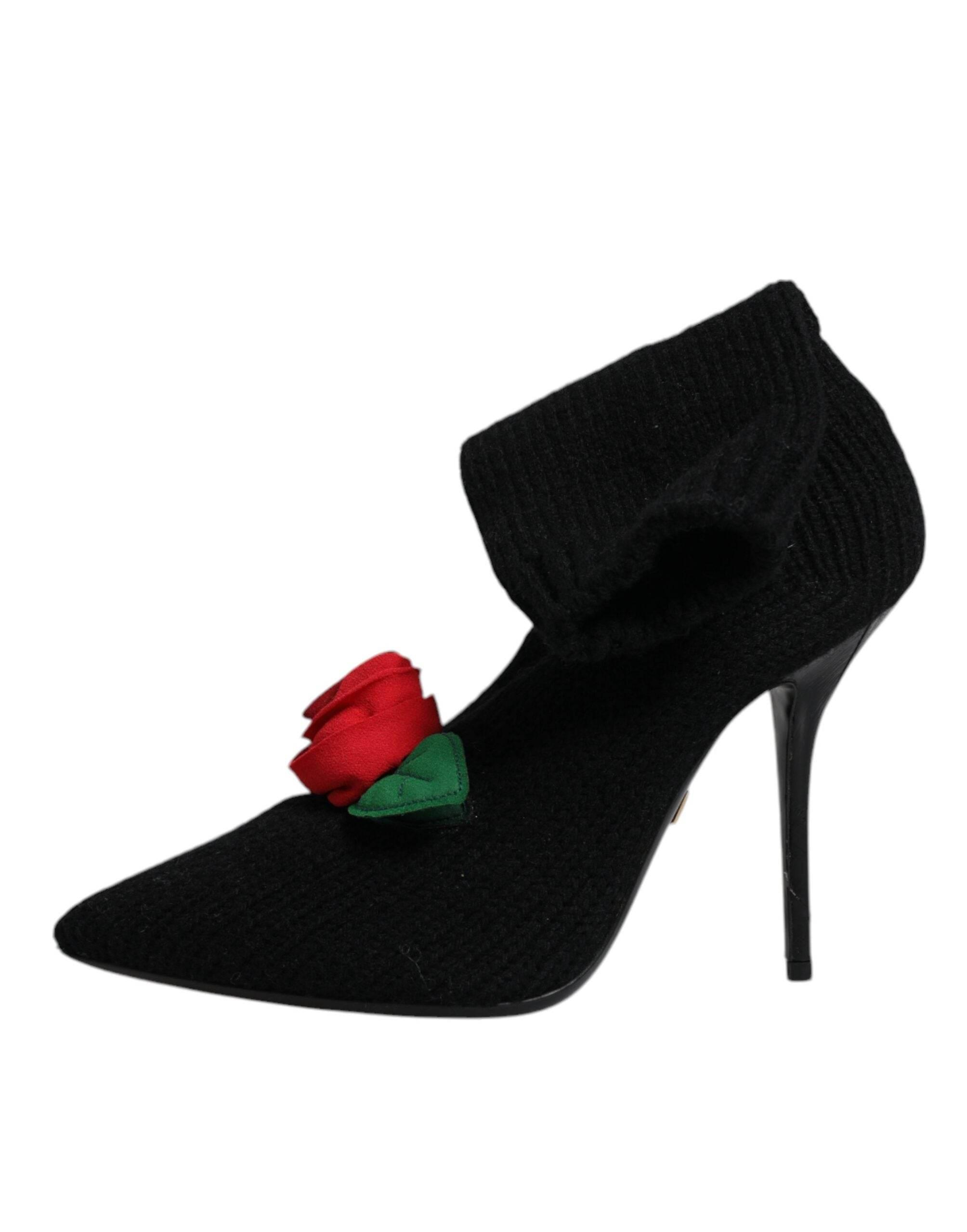 Dolce & Gabbana Black Stiletto Heels Mid Calf Boots Shoes - Hilstor