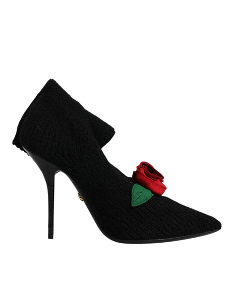 Dolce & Gabbana Black Stiletto Heels Mid Calf Boots Shoes - Hilstor