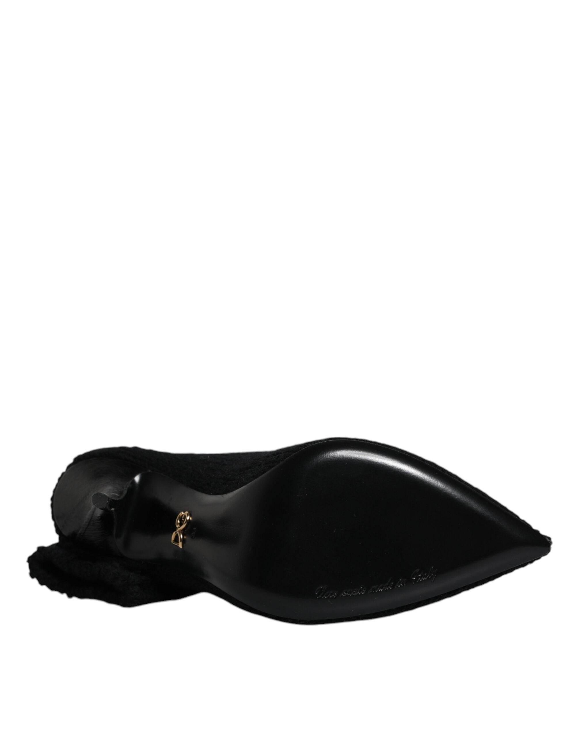 Dolce & Gabbana Black Stiletto Heels Mid Calf Boots Shoes - Hilstor