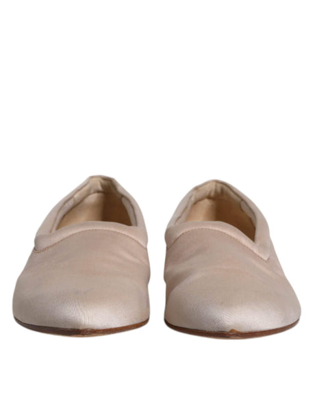 Dolce & Gabbana Beige Fabric Slip On Ballerina Flats Shoes - Hilstor