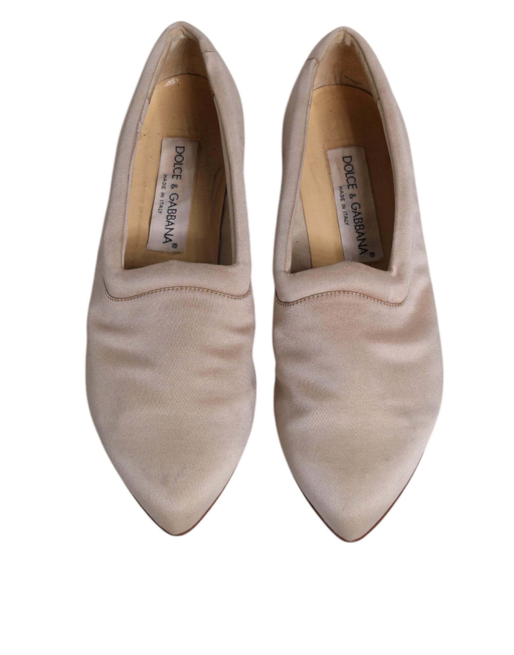 Dolce & Gabbana Beige Fabric Slip On Ballerina Flats Shoes - Hilstor