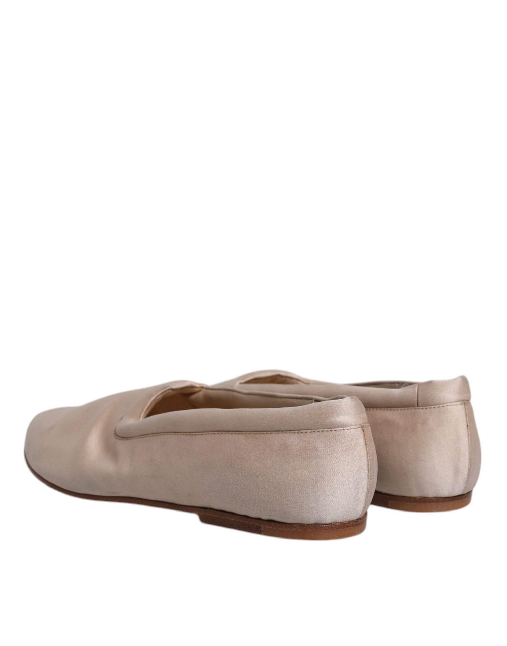 Dolce & Gabbana Beige Fabric Slip On Ballerina Flats Shoes - Hilstor