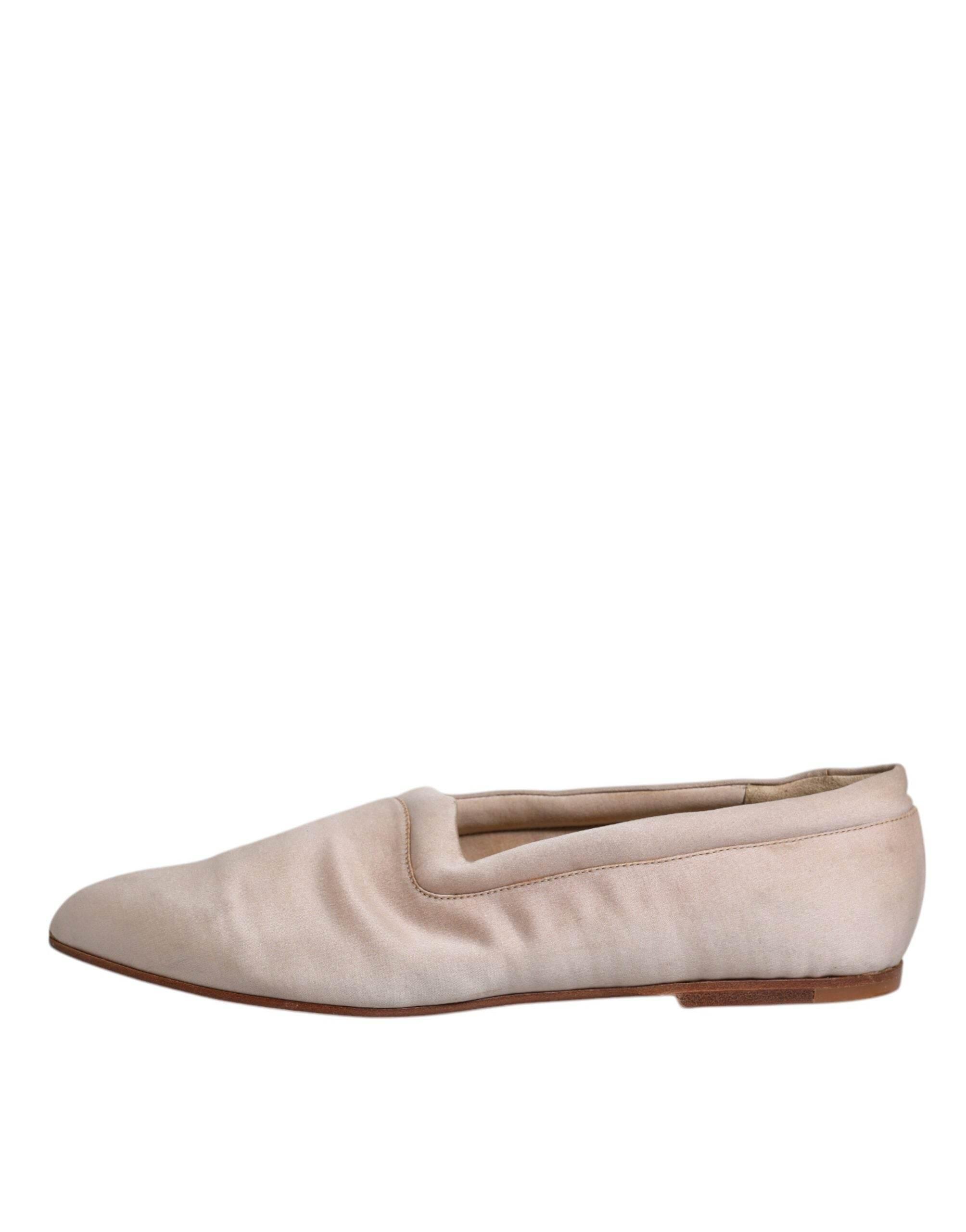 Dolce & Gabbana Beige Fabric Slip On Ballerina Flats Shoes - Hilstor