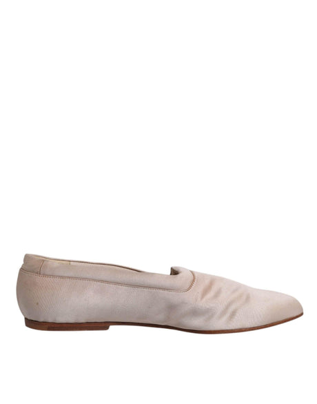 Dolce & Gabbana Beige Fabric Slip On Ballerina Flats Shoes - Hilstor