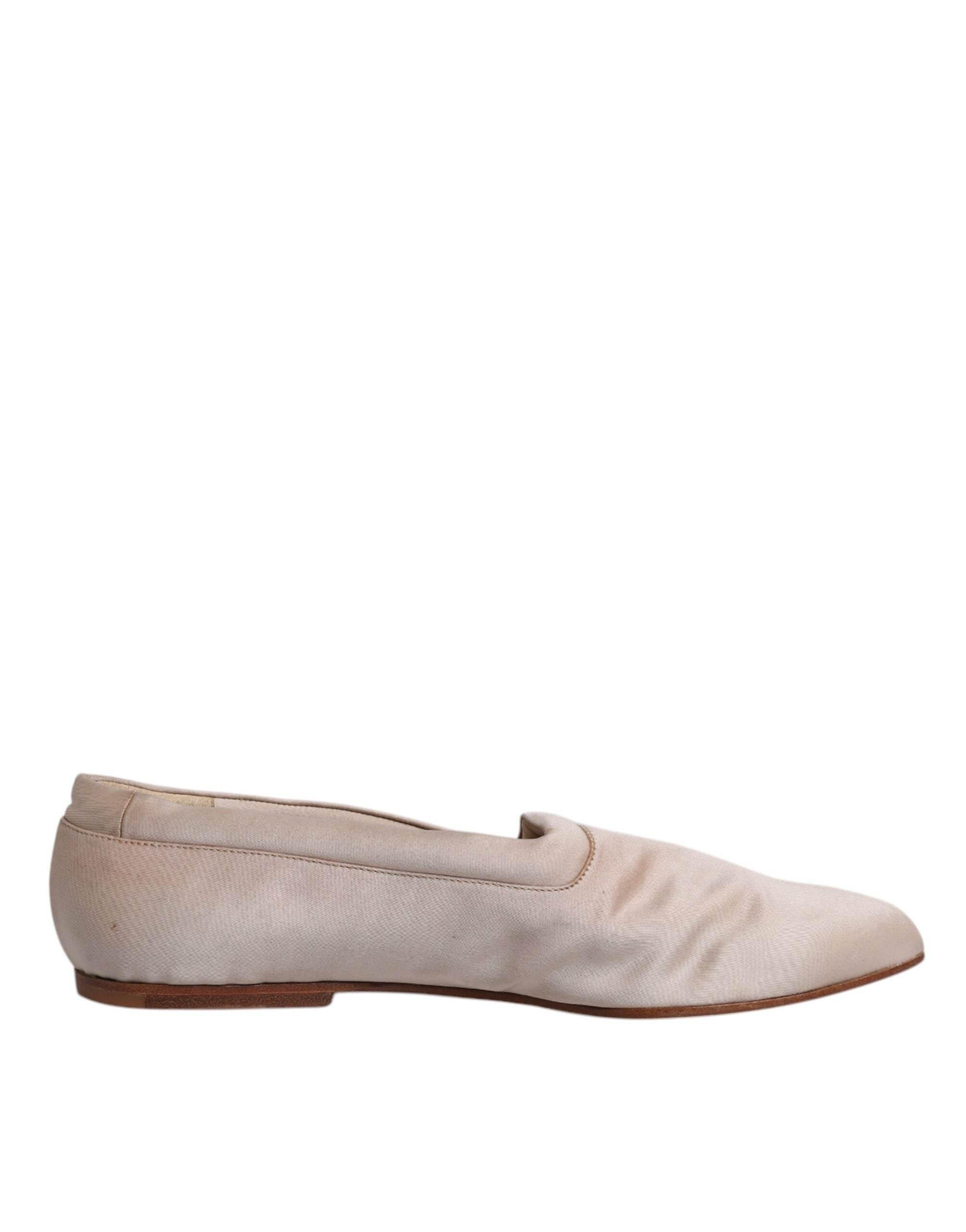 Dolce & Gabbana Beige Fabric Slip On Ballerina Flats Shoes - Hilstor